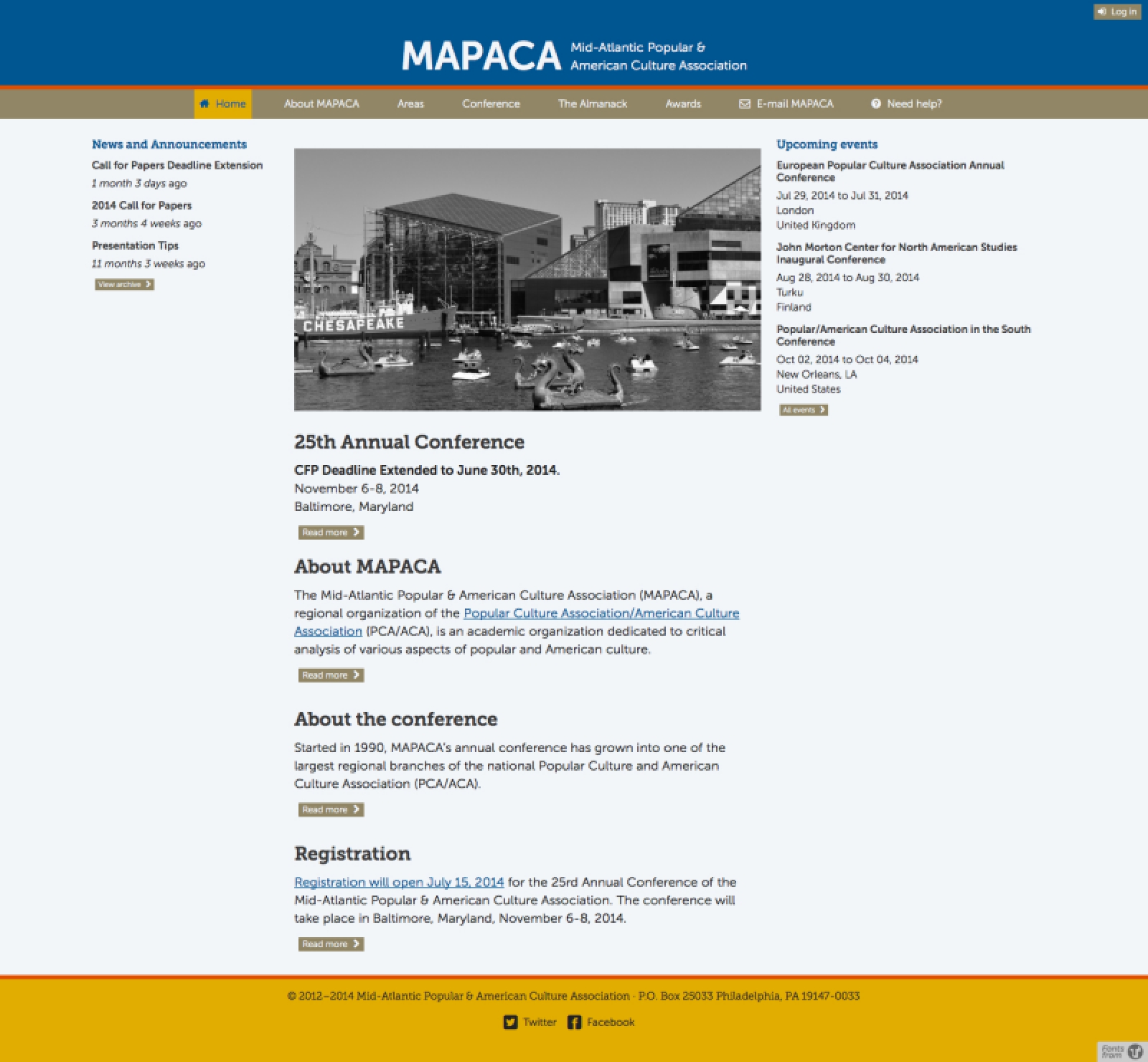 MAPACA: Mid-Atlantic Popular & American Culture Association mapaca.net 2014 front page
